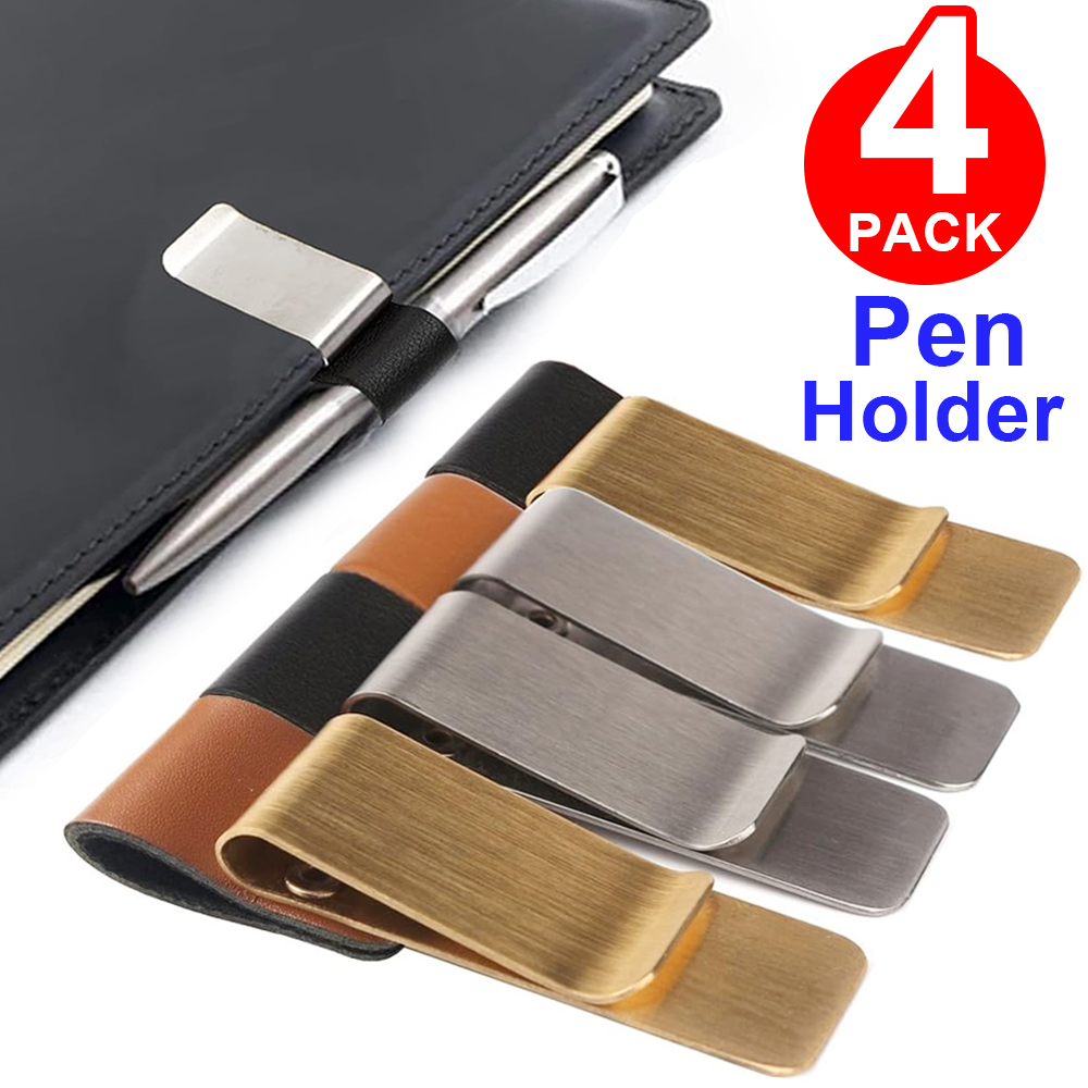 Leather Work Notepad - Handmade Leather Brass Stainless Steel Pen