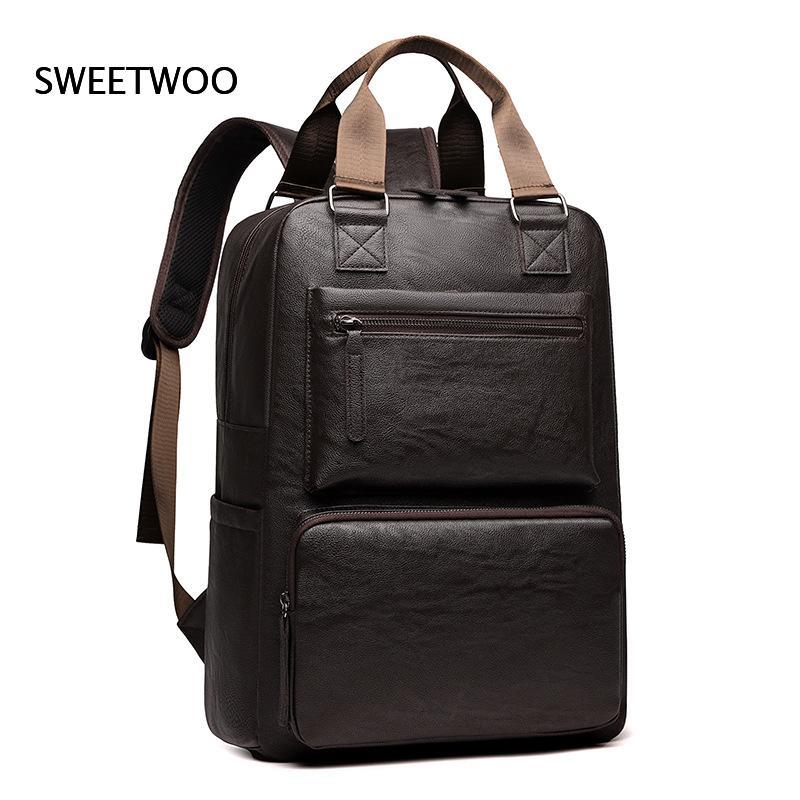 Men Faux Leather Laptop Backpa - огляд і ціна Leather Work Rucksack Mens