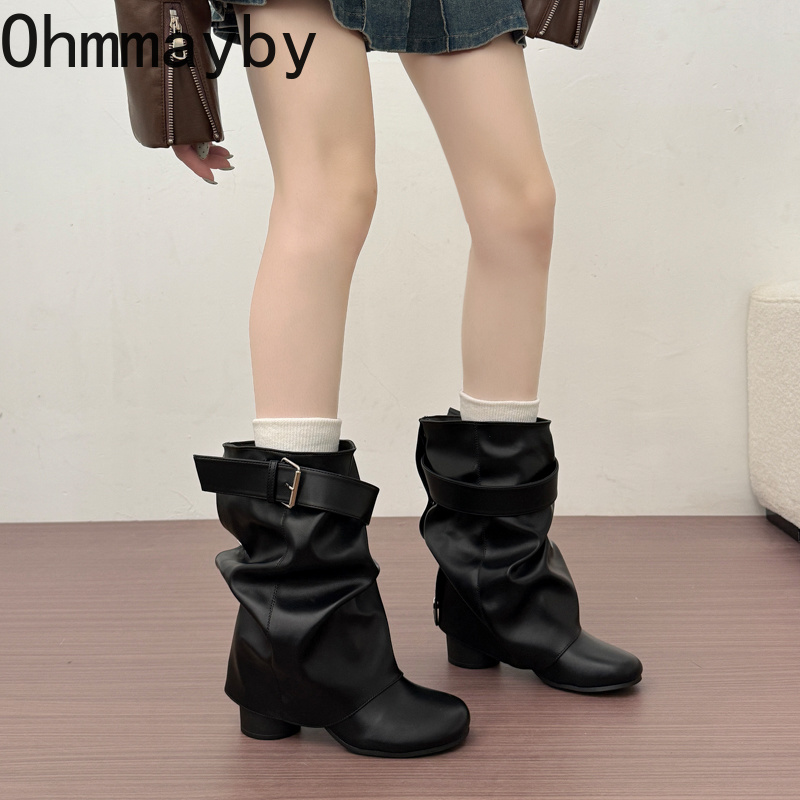 New Women Slouchy Mid Calf Lea - огляд і ціна Belt Buckle Blank